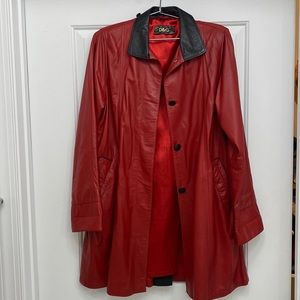 Vintage D&G red leather coat size Small